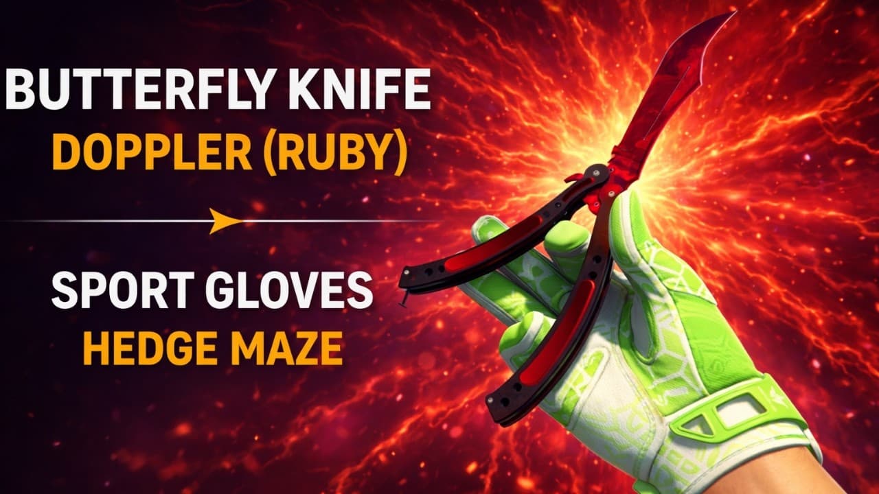 ★ Butterfly Knife | Doppler (Ruby) + ★ Sport Gloves | Hedge Maze